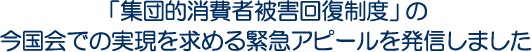 「集団的消費者被害回復制度」の今国会での実現を求める緊急アピールを発信しました